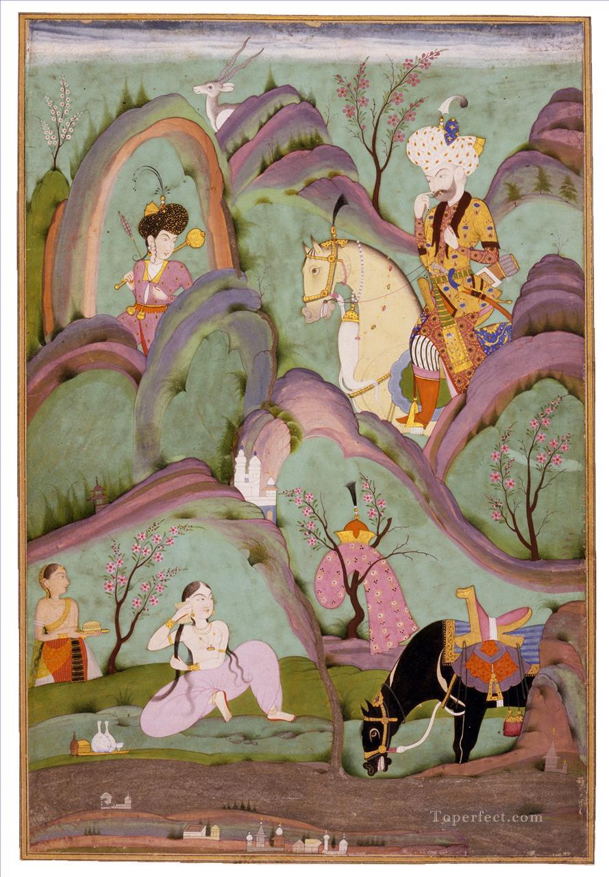 Khusraw Beholding Shirin Bathing from India Oil Paintings